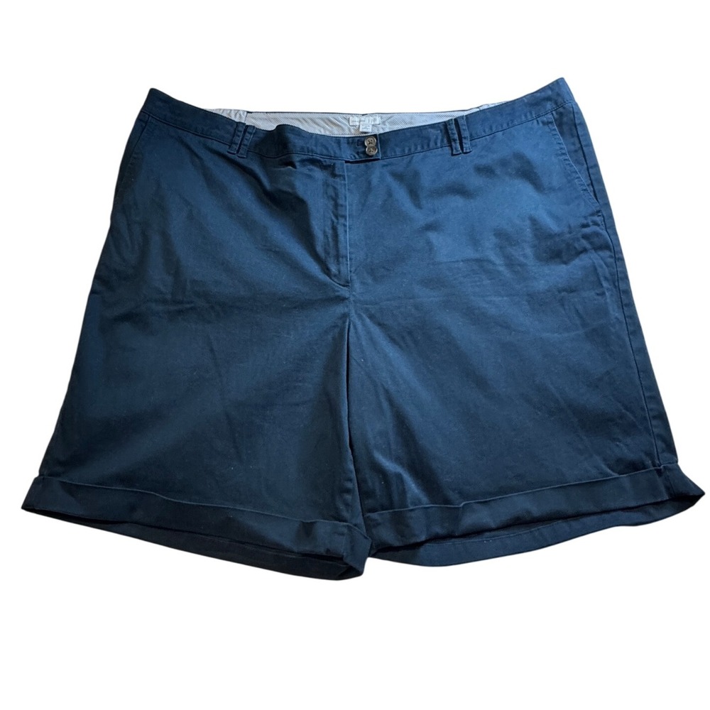 J. Jill‎ Live-In Chino Shorts Cuffed Hem Cotton Blend Blue Size 26W Plus Size